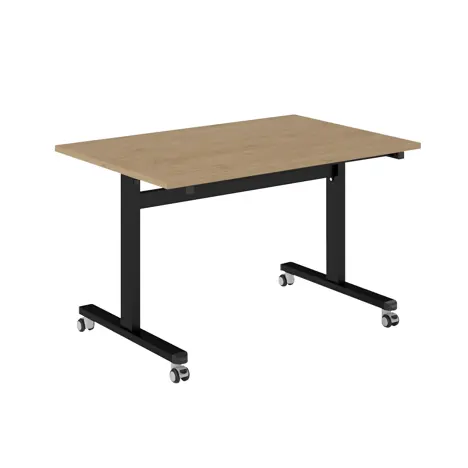 Pro Flip Rectangular Table - W1200 x D800 x H725mm - Black Legs - Kendal Oak